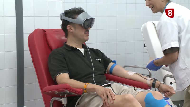 Donación de sangre con vistas a un jardín zen virtual