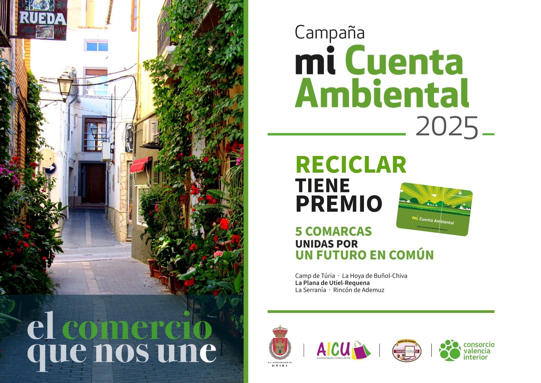 El Consorcio Valencia Interior impulsa el comercio local de Utiel premiando el reciclaje con vales de compra