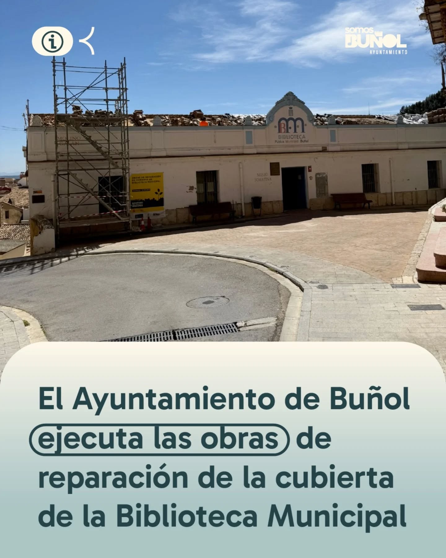 Esta semana han comenzado las obras de reparación de la cubierta de la Biblioteca Municipal de Buñol