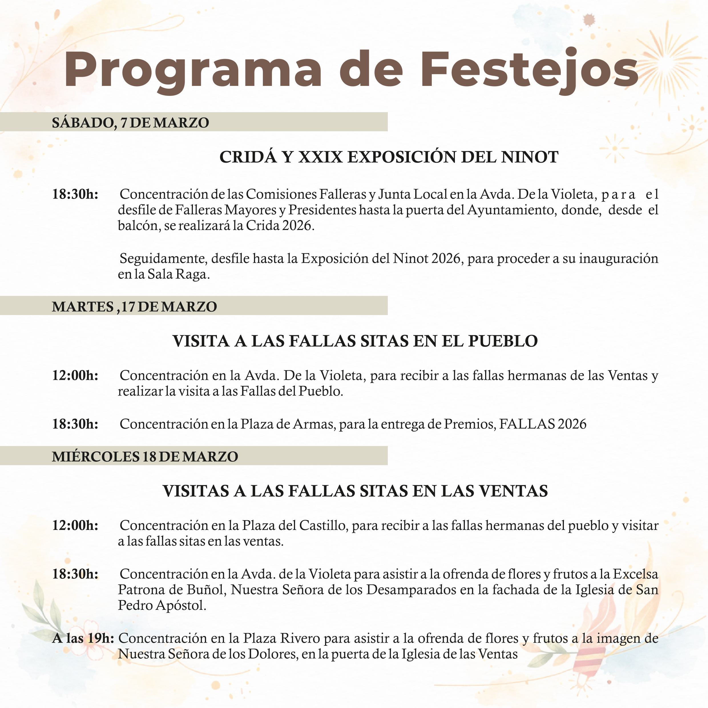 Pasacalles visita fallas, entrega de premios, ofrendas, misas y cremàs nos esperan estos días en Buñol
