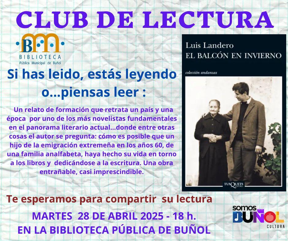 Club de lectura y dos presentaciones de libro cierran los actos del Mes de Libros en la Biblioteca Cronista Fernando Galarza de Buñol esta semana