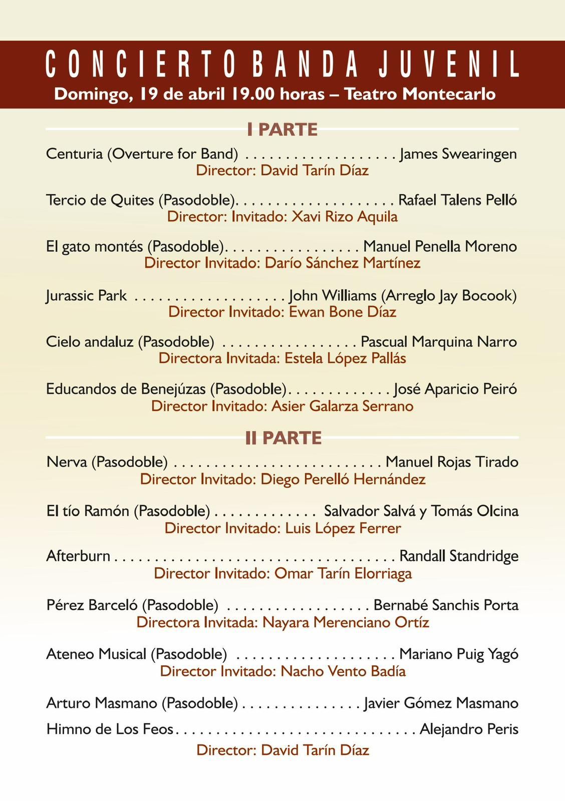 COMUNICADO CONCIERTO BANDA JUVENIL LA ARTÍSTICA BUÑOL