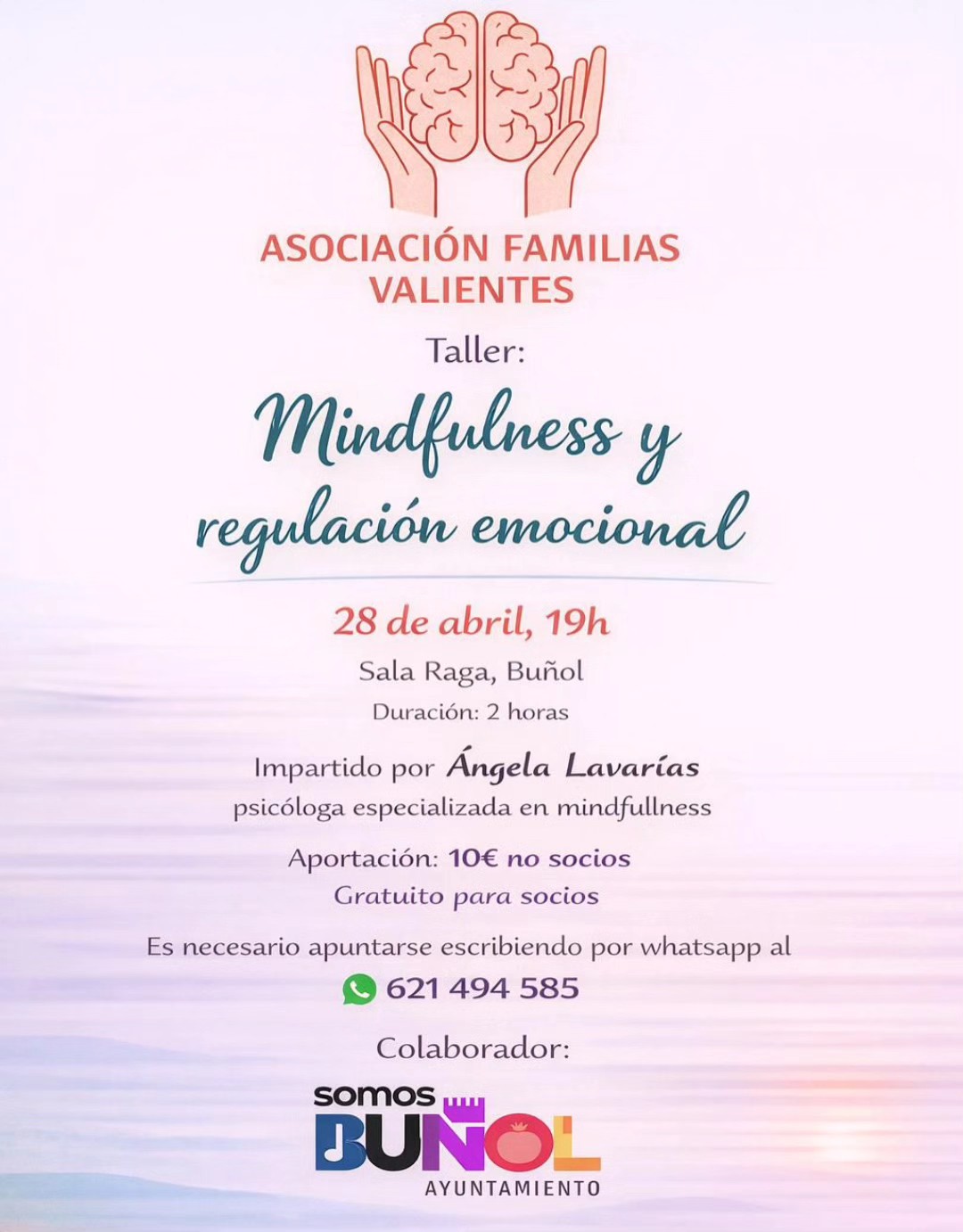 Buñol acoge el taller “Mindfulness y regulación emocional” el próximo 28 de abril en la Sala Raga