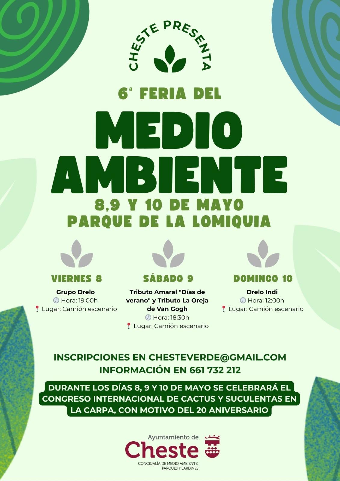 Cheste celebrará la VI Feria de Medio Ambiente del 8 al 10 de mayo
