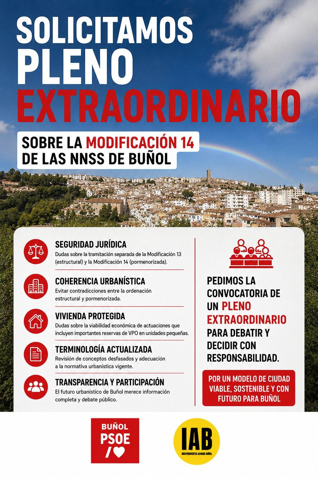 El PSOE de Buñol presenta alegaciones por las Normas Subsidiarias y reclama un pleno extraordinario