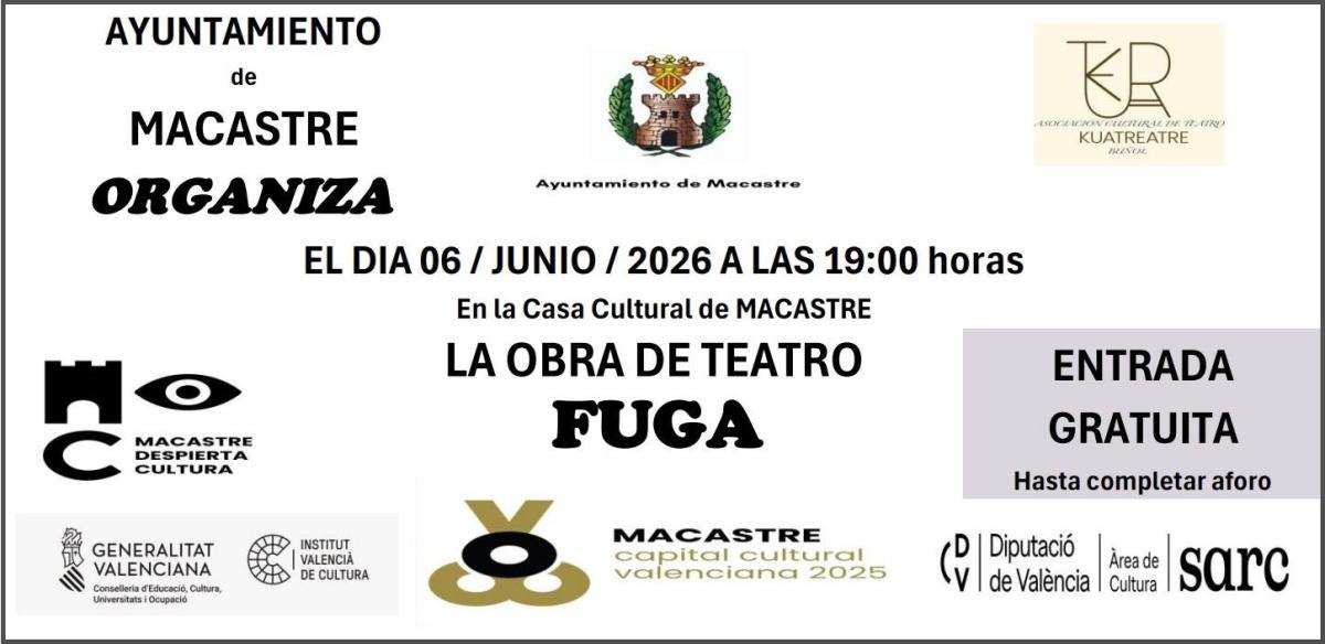COMUNICADO OBRA DE TEATRO DE KUATREATRE EN MACASTRE