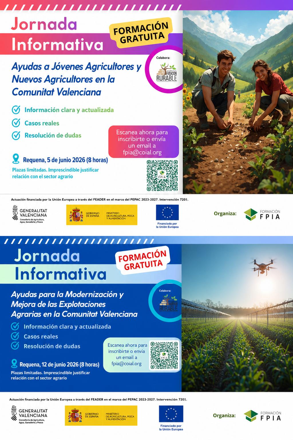 La Fundación para la promoción de la Ingeniería Agronómica y GAL Rurable impulsan en Requena jornadas para apoyar el futuro del sector agrario