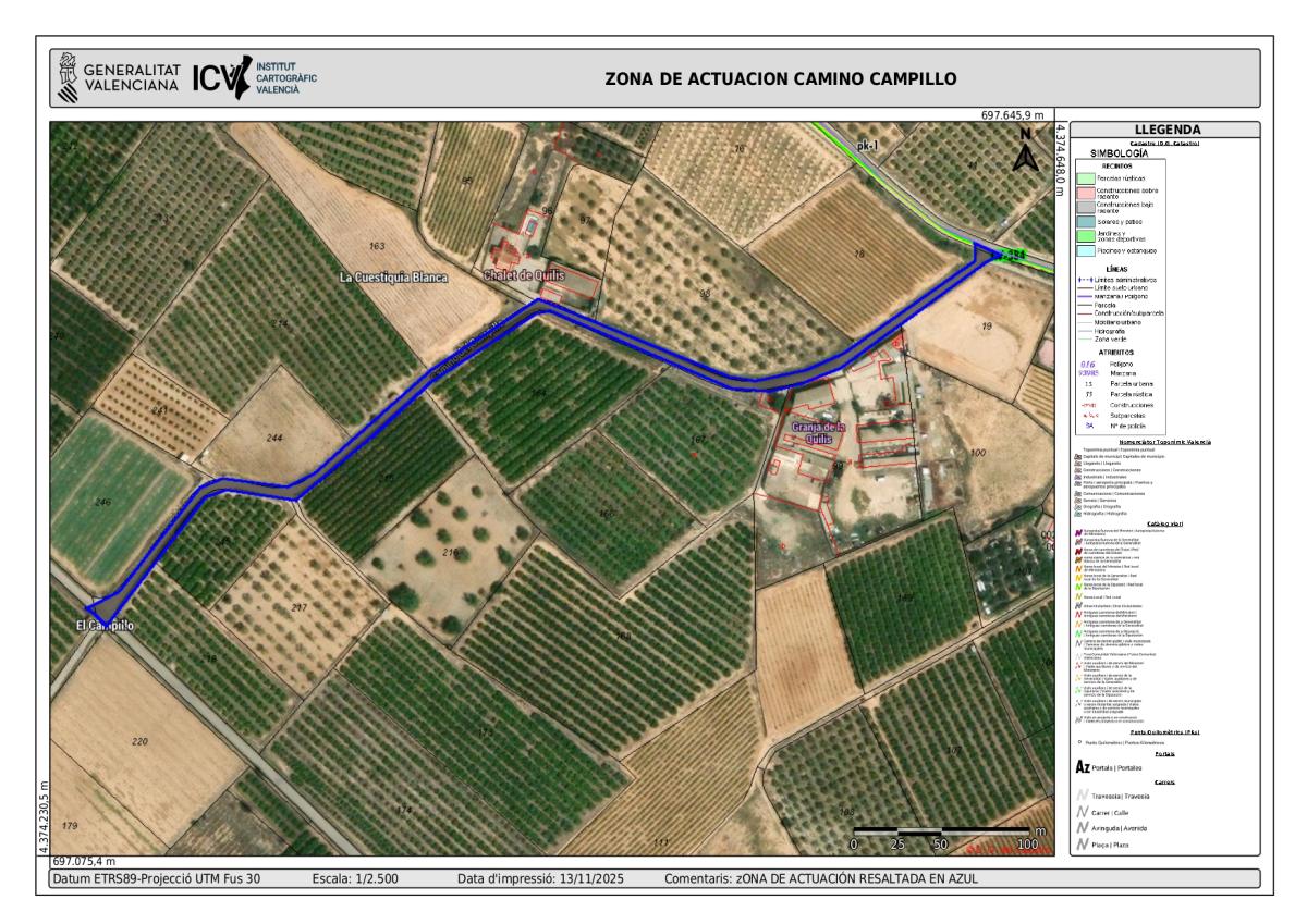 El Ayuntamiento de Cheste informa del corte del Camino Campillo por obras de asfaltado hoy martes