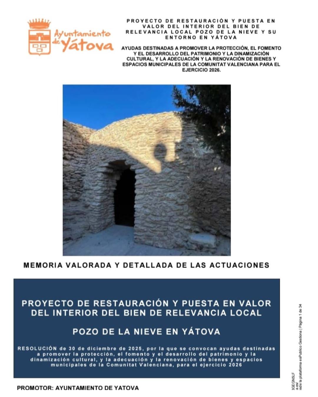 YÁTOVA RECIBE UNA SUBVENCIÓN PARA LA RESTAURACIÓN DEL POZO DE LA NIEVE