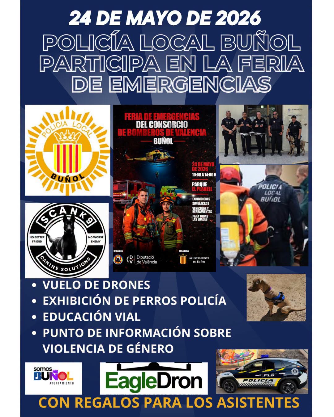 La Policía Local de Buñol participará en la Feria de Emergencias de este domingo en el Planell