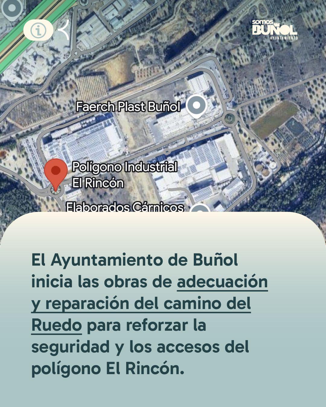Hoy comienzan las obras de adecuación y reparación del camino del Ruego y así mejorar la accesibilidad al Polígono El Rincón de Buñol