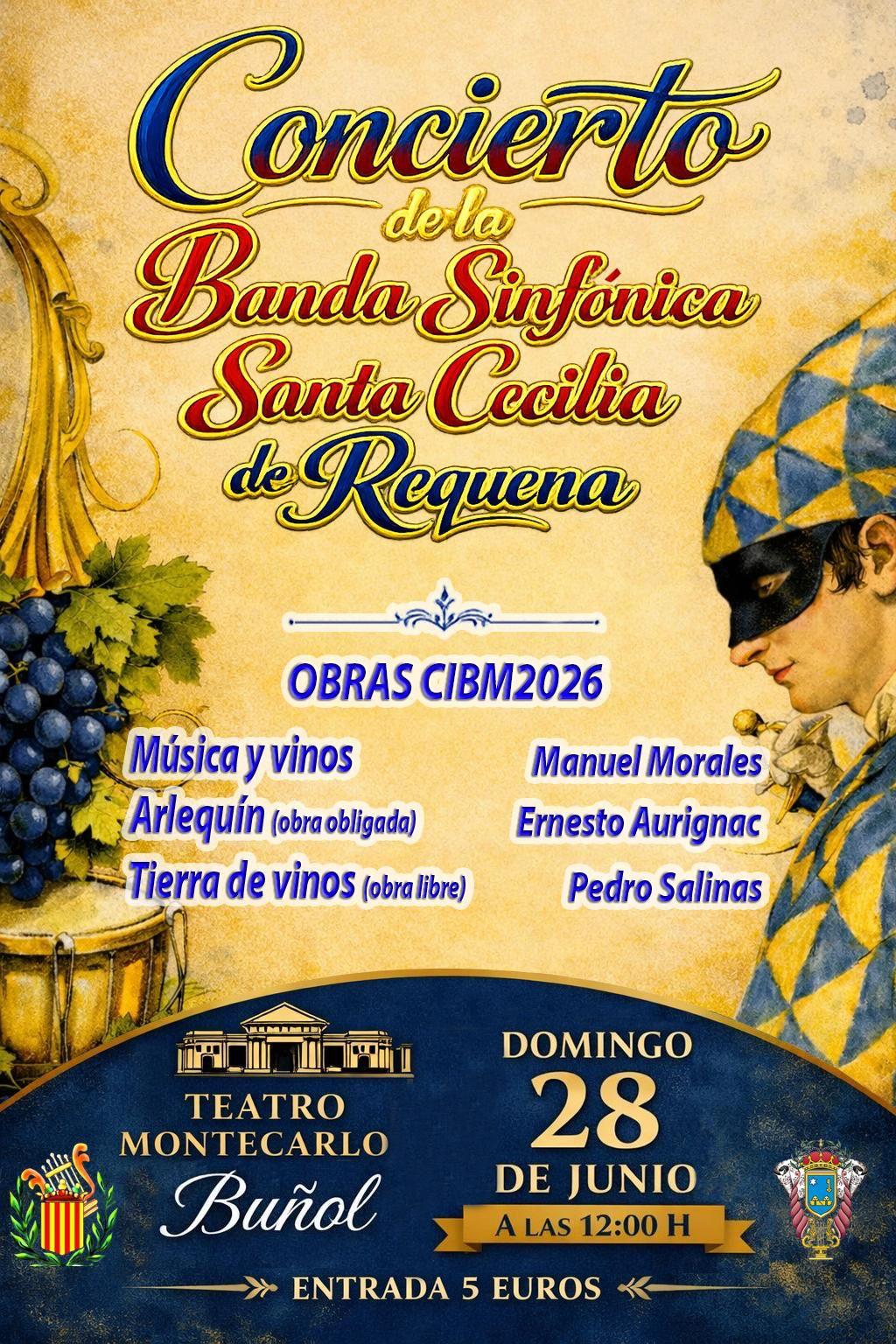 La Banda Sinfónica Santa Cecilia de Requena presenta en Buñol su programa para el Certamen Internacional de Bandas de Música Ciudad de Valencia