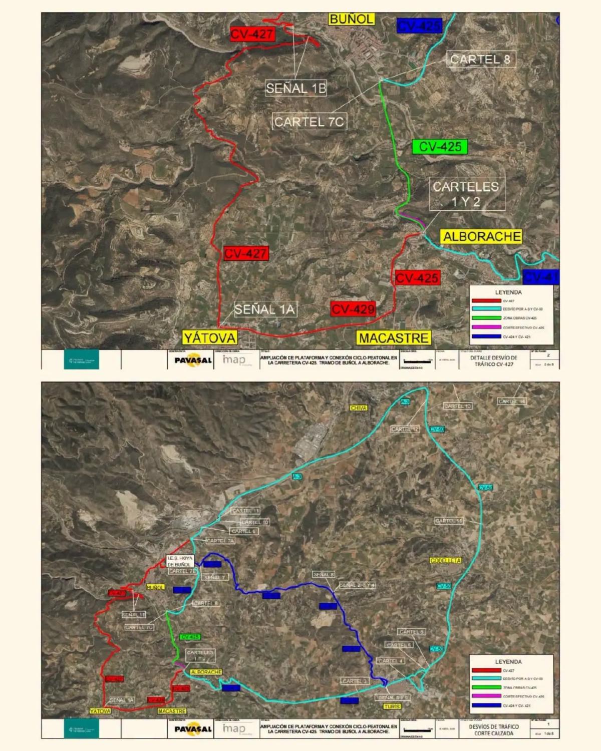 Corte de la CV-425 entre Buñol y Alborache desde hoy y hasta el 12 de julio aproximadamente