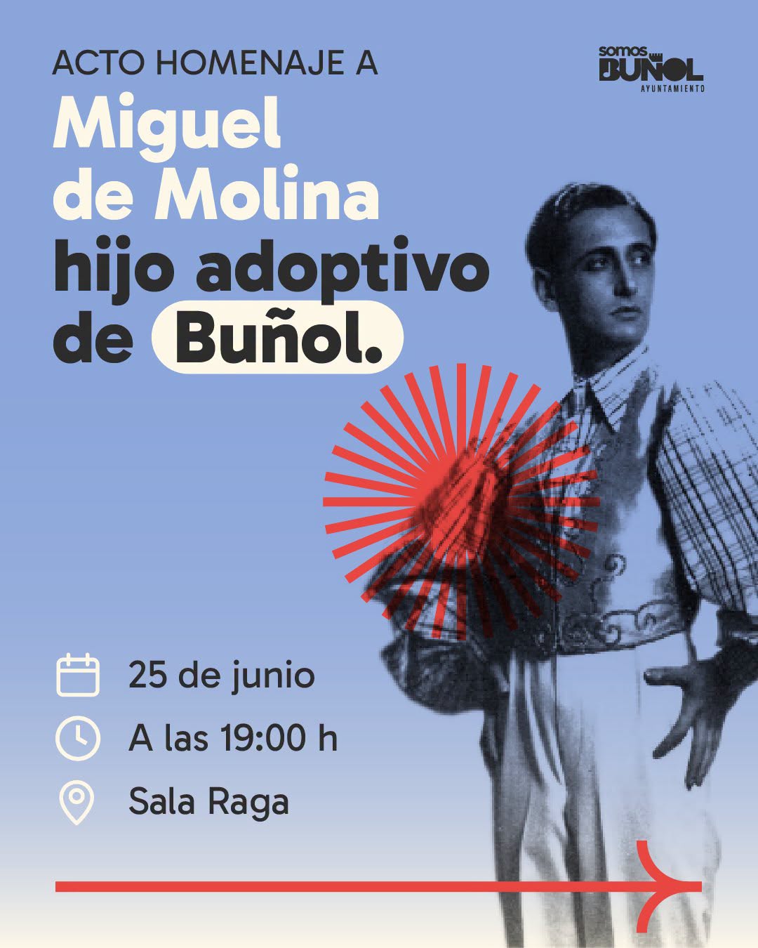 Buñol rendirá homenaje a Miguel de Molina, con motivo de su declaración como Hijo Adoptivo de Buñol a título póstumo