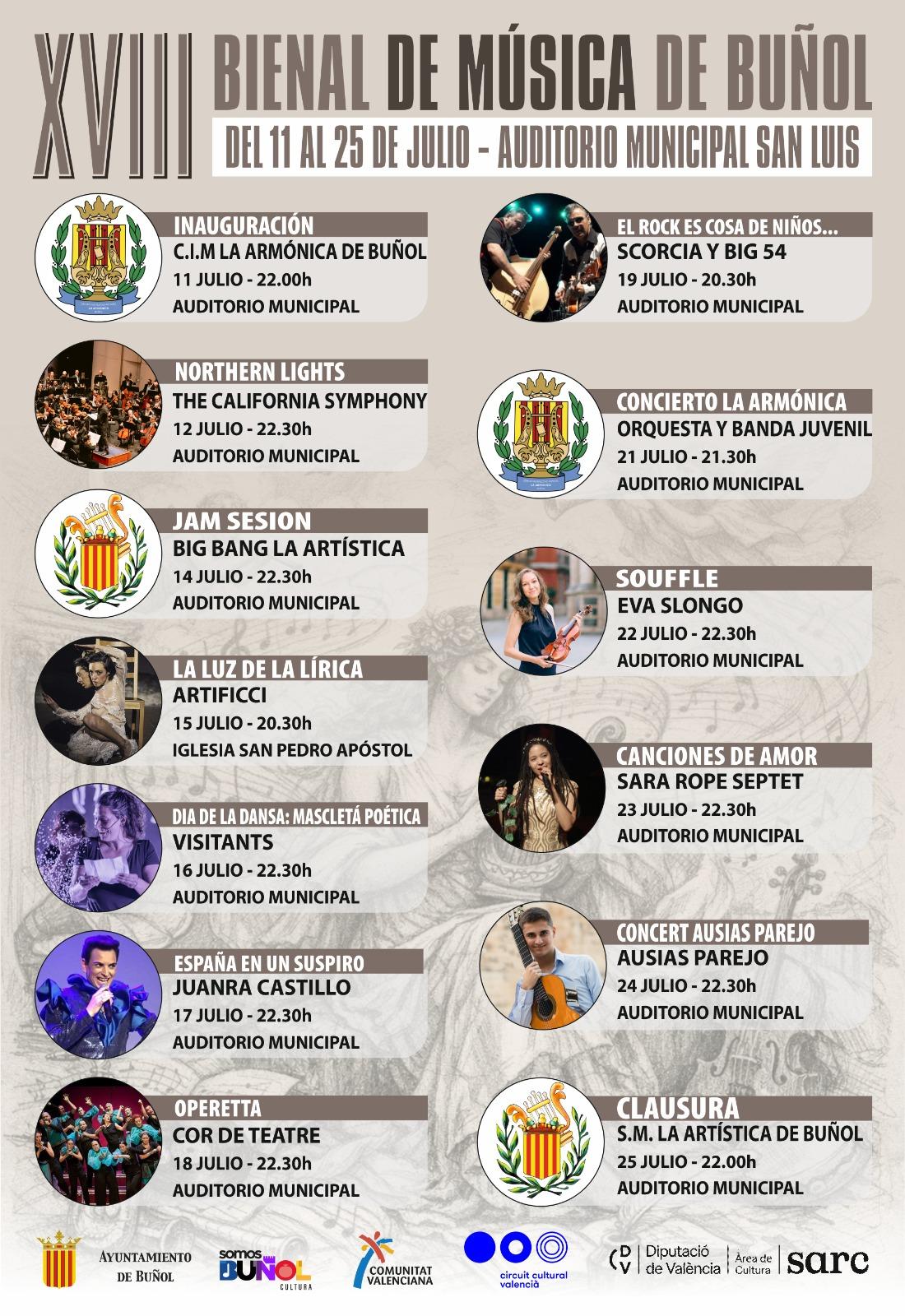 La Bienal de Música de Buñol celebrará su XVIII edición con doce conciertos entre el 11 y el 25 de julio