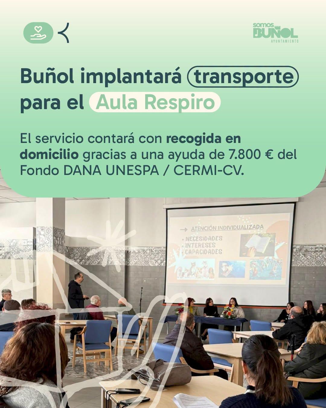 El Ayuntamiento de Buñol implantará un servicio de transporte para el Aula Respiro