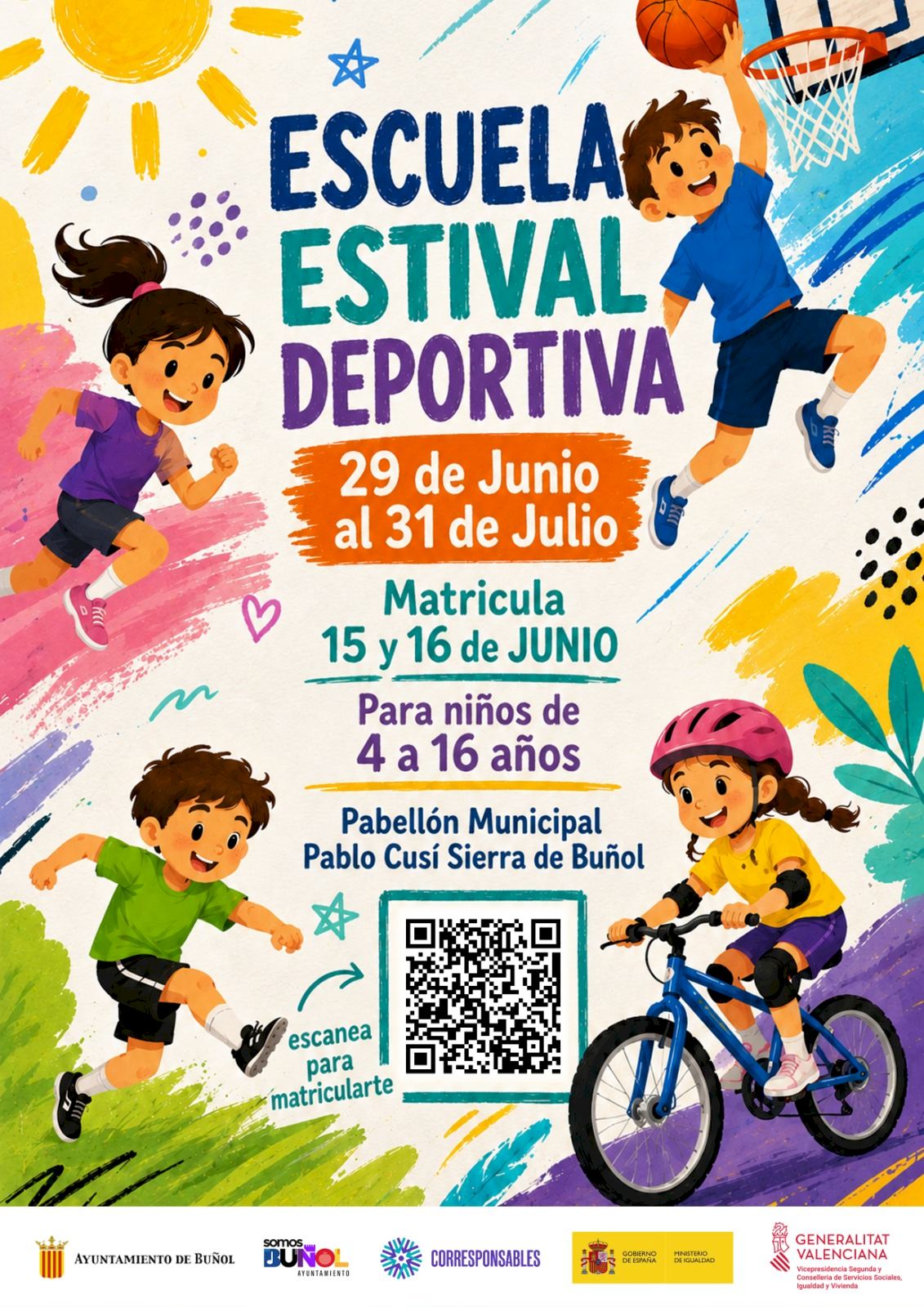 El Ayuntamiento de Buñol ofertará cerca de 300 plazas de verano para favorecer la conciliación familiar durante las vacaciones escolares