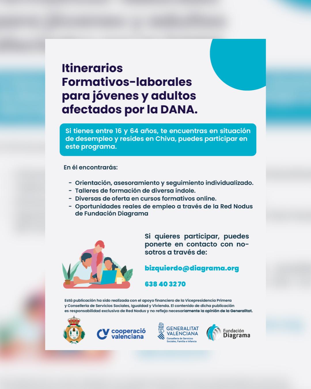 Chiva ofrece itinerarios formativos-laborales para personas afectadas por la DANA
