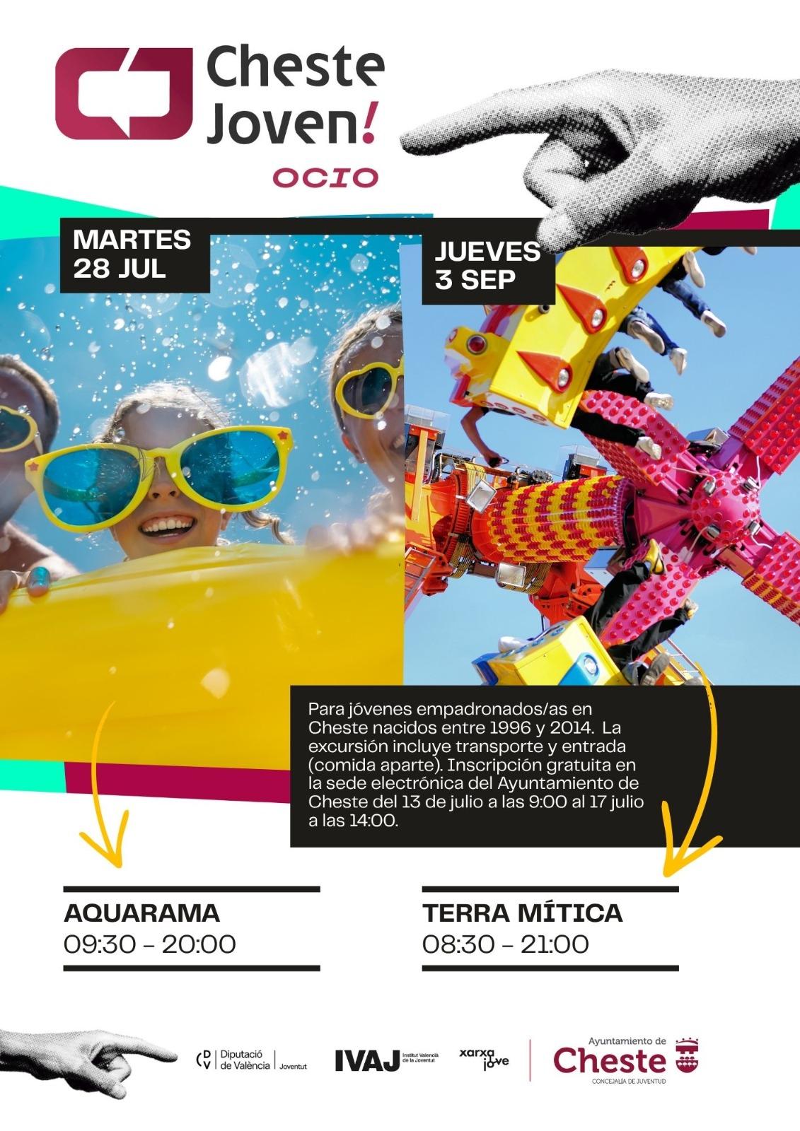 Juventud de Cheste organiza dos excursiones de verano gratuitas a Aquarama y Terra Mítica