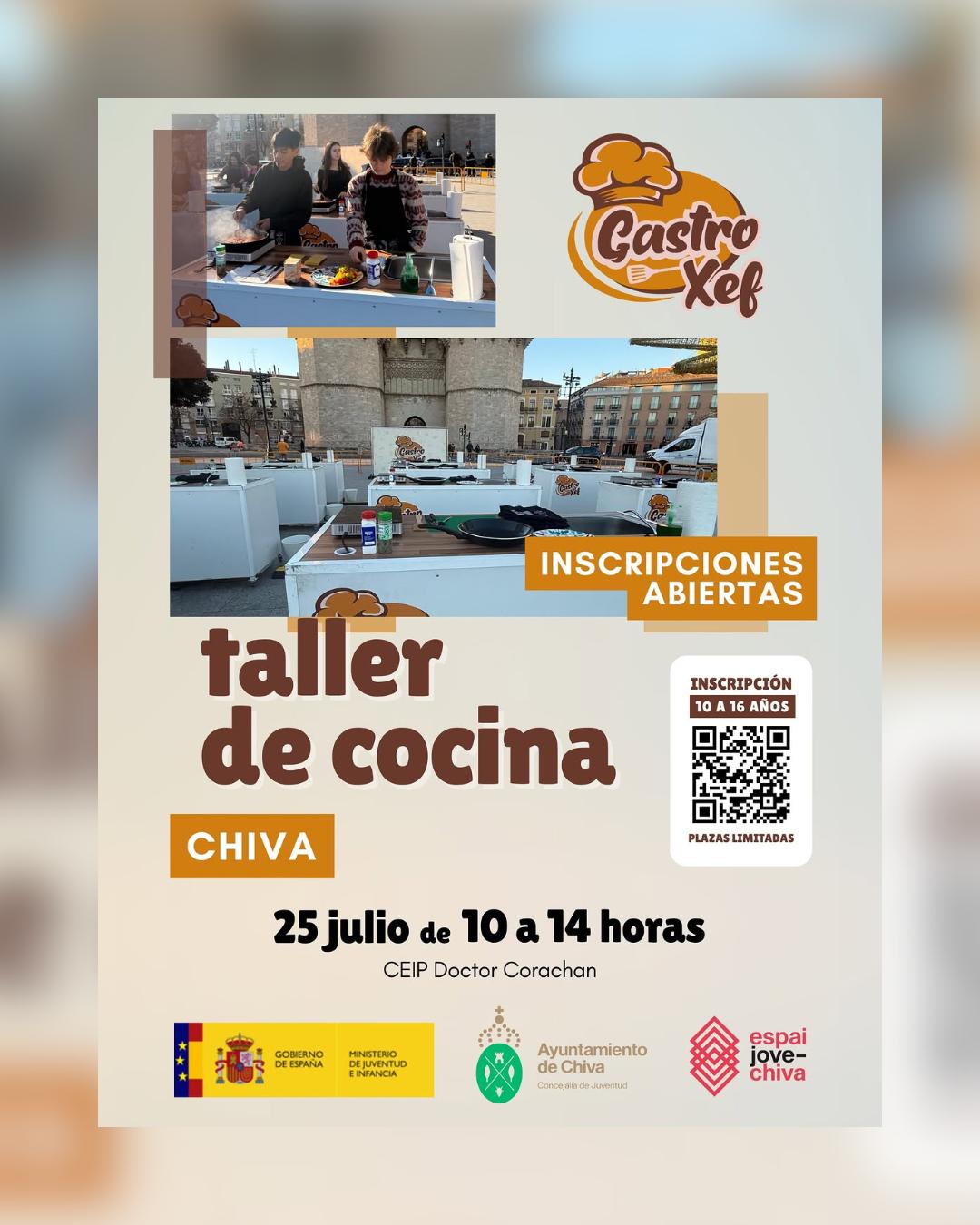 Taller de cocina para jóvenes en el CEIP Doctor Corachán de Chiva mañana sábado