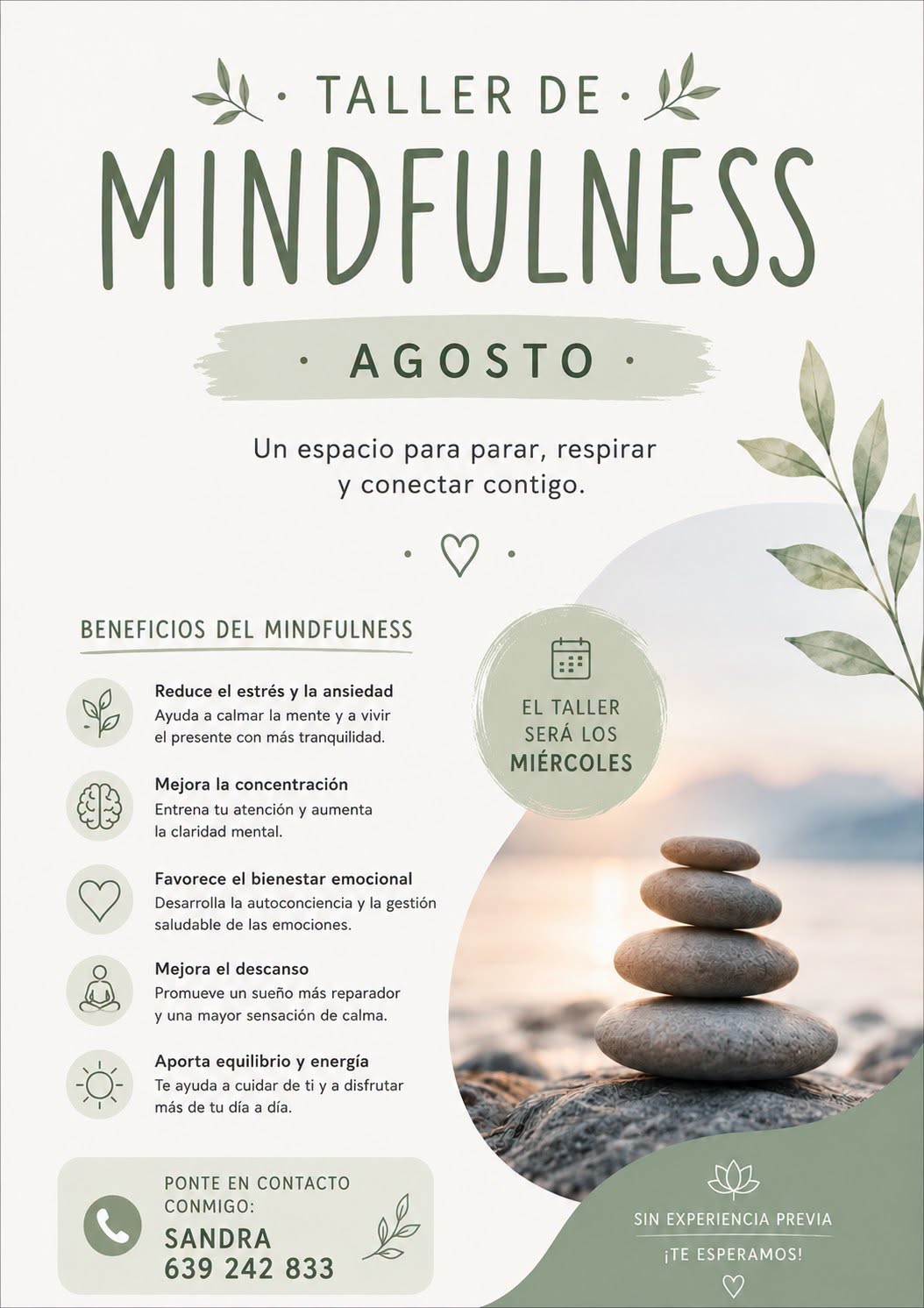 Todos los miércoles de agosto Siete Aguas ofrece un taller de Mindfulness por las mañanas