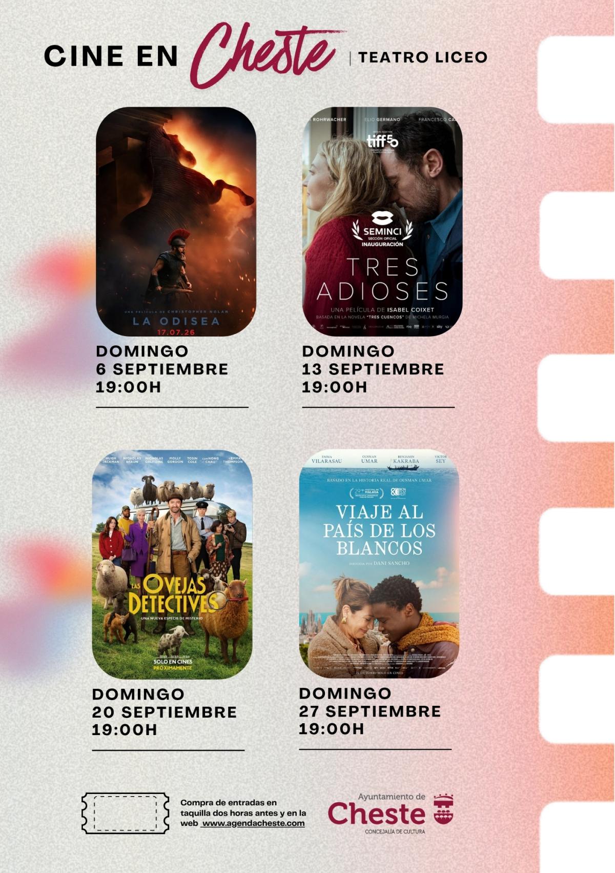El Ayuntamiento de Cheste consolida su apuesta por la cultura con el ciclo «Cine en Cheste» en el Teatro Liceo