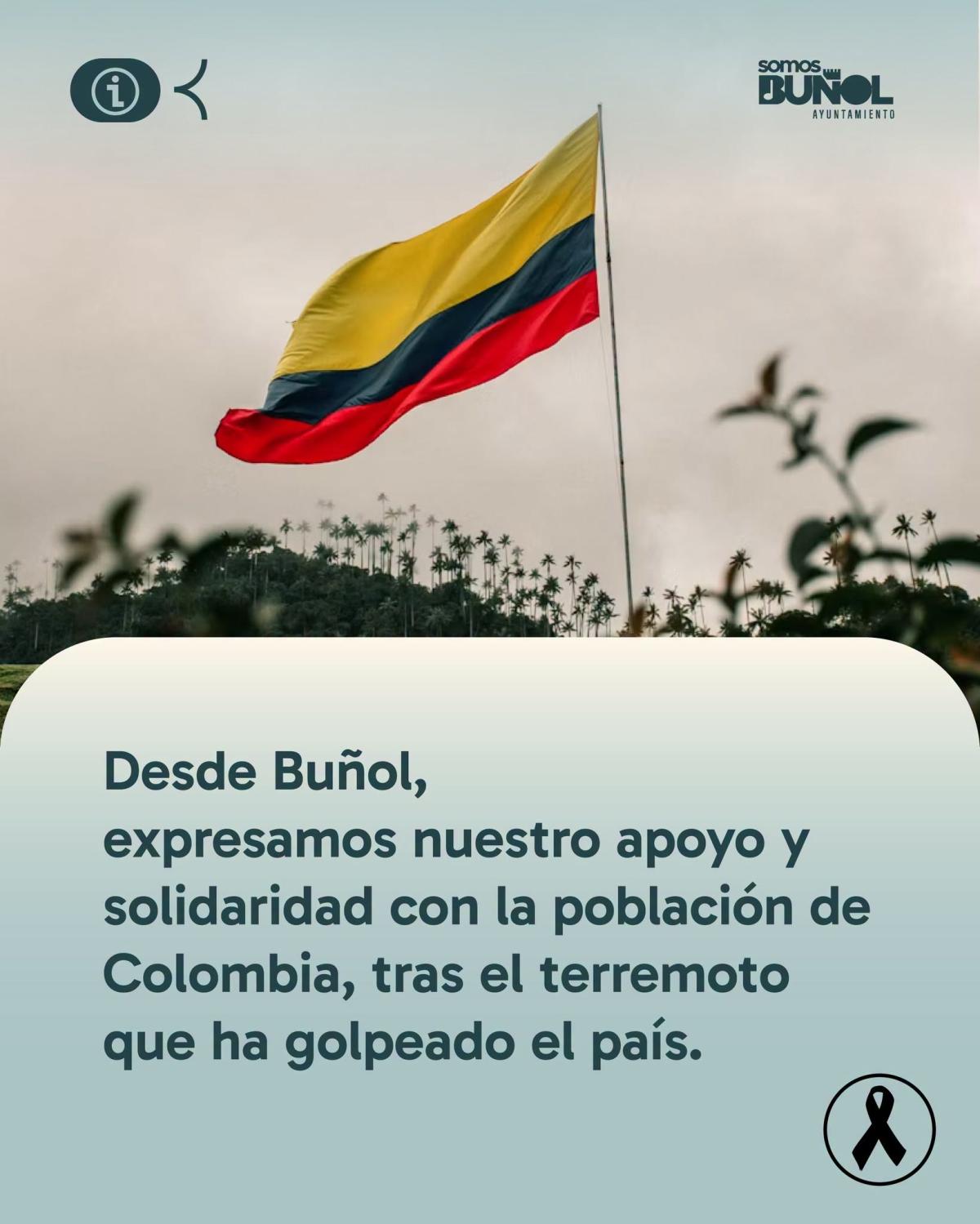 COMUNICADO APOYO AYUNTAMIENTO BUÑOL A COLOMBIA POR TERREMOTO