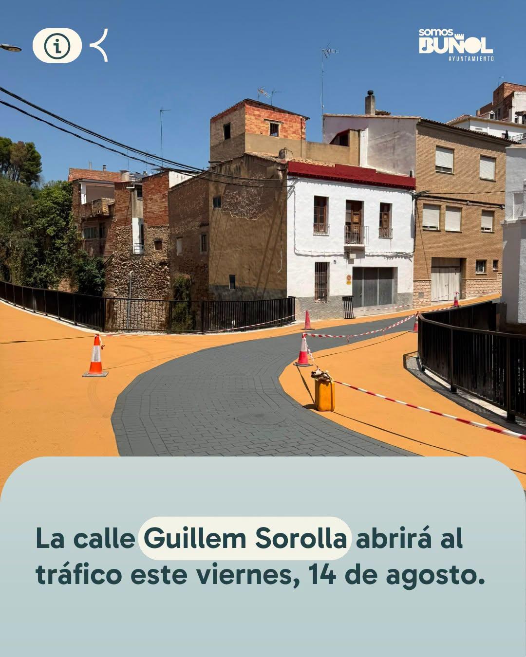 El Ayuntamiento de Buñol informa que la calle Guillem Sorolla entra en la recta final de su renovación integral
