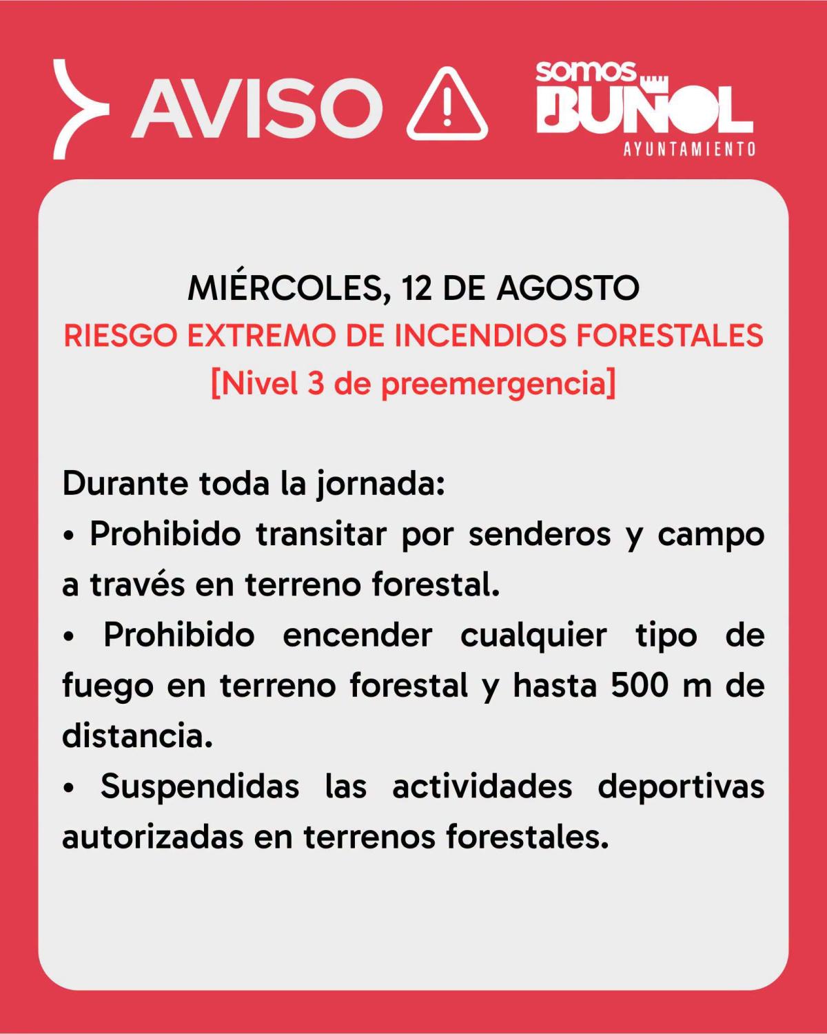COMUNICADO NIVEL 3 DE PREEMERGENCIA POR RIESGO EXTREMO DE INCENDIOS FORESTALES MAÑANA