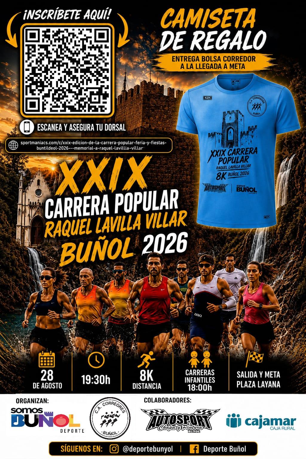 La Concejalía de Deportes recuerda que siguen abiertas las inscripciones gratuitas para la XXIX Carrera Popular Raquel Lavilla Villar