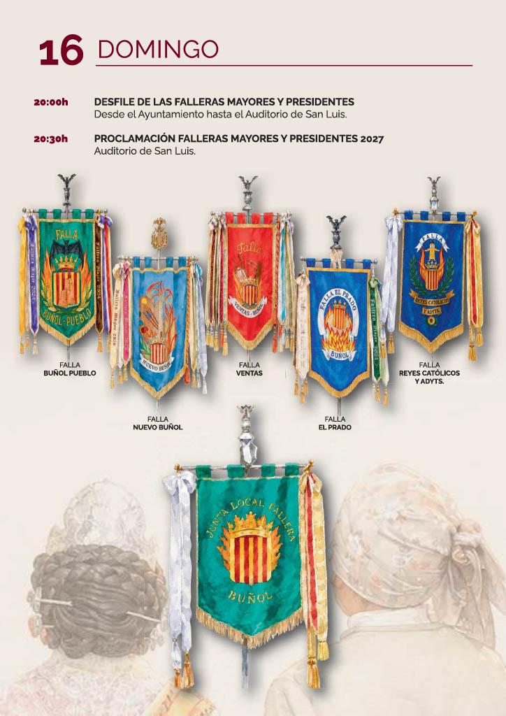 COMUNICADO PROCLAMACIÓN FALLERAS MAYORES Y PRESIDENTES 2027 BUÑOL
