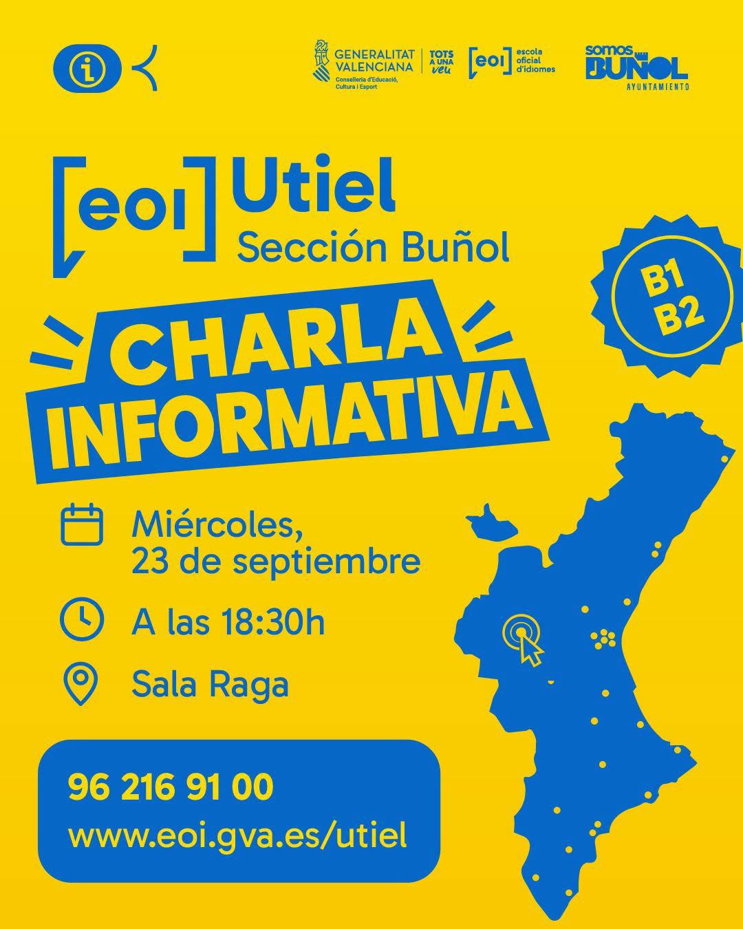 La Escuela Oficial de Idiomas Utiel – Sección Buñol ofrece una charla informativa sobre su oferta educativa en Buñol