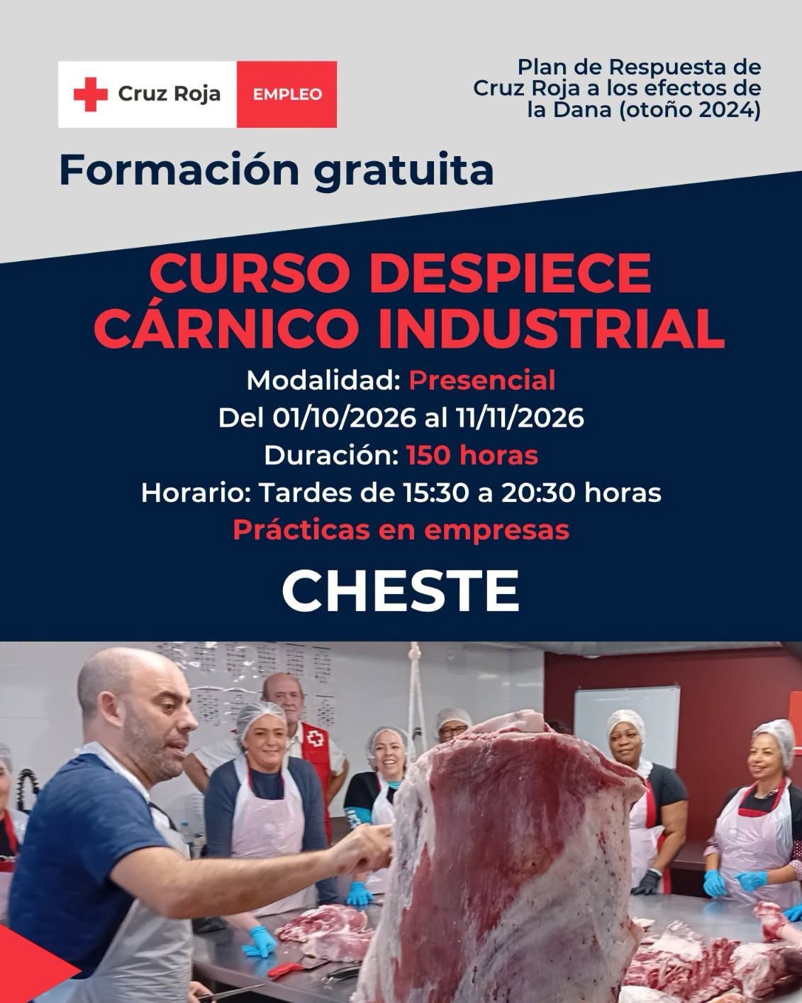 Cruz Roja pone en marcha un curso presencial de despiece cárnico industrial dirigido a mejorar la empleabilidad en la comarca