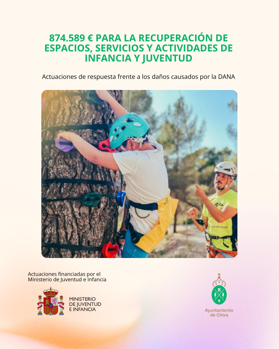 Chiva recibe 874.589 euros para impulsar la recuperación de la infancia y la juventud tras la DANA