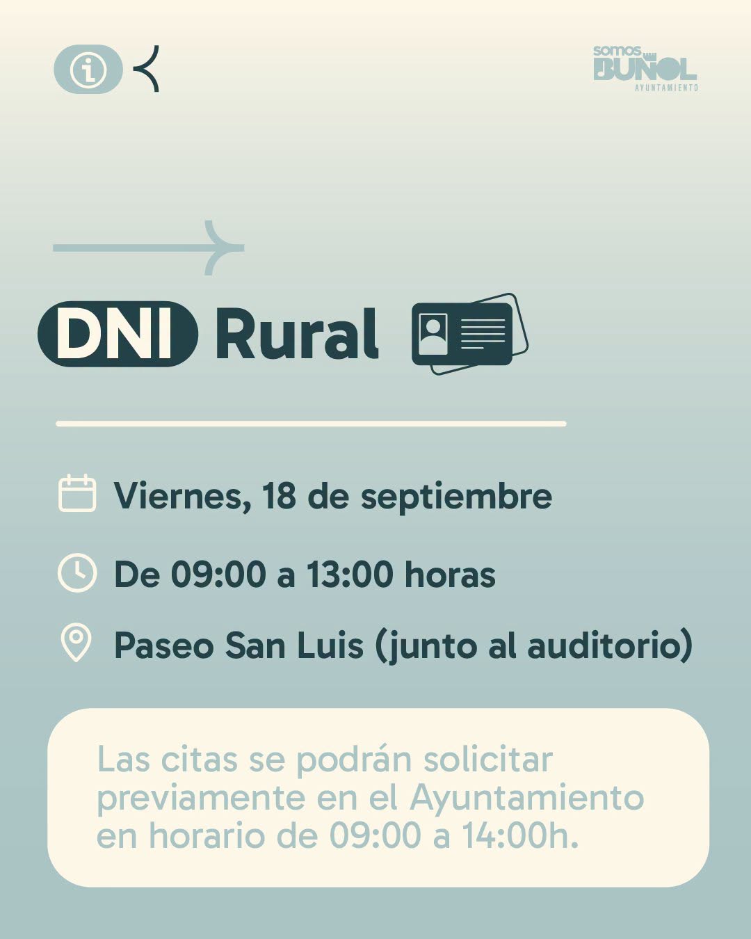 COMUNICADO CITA PARA EL DNI Y EL PASAPORTE EN BUÑOL