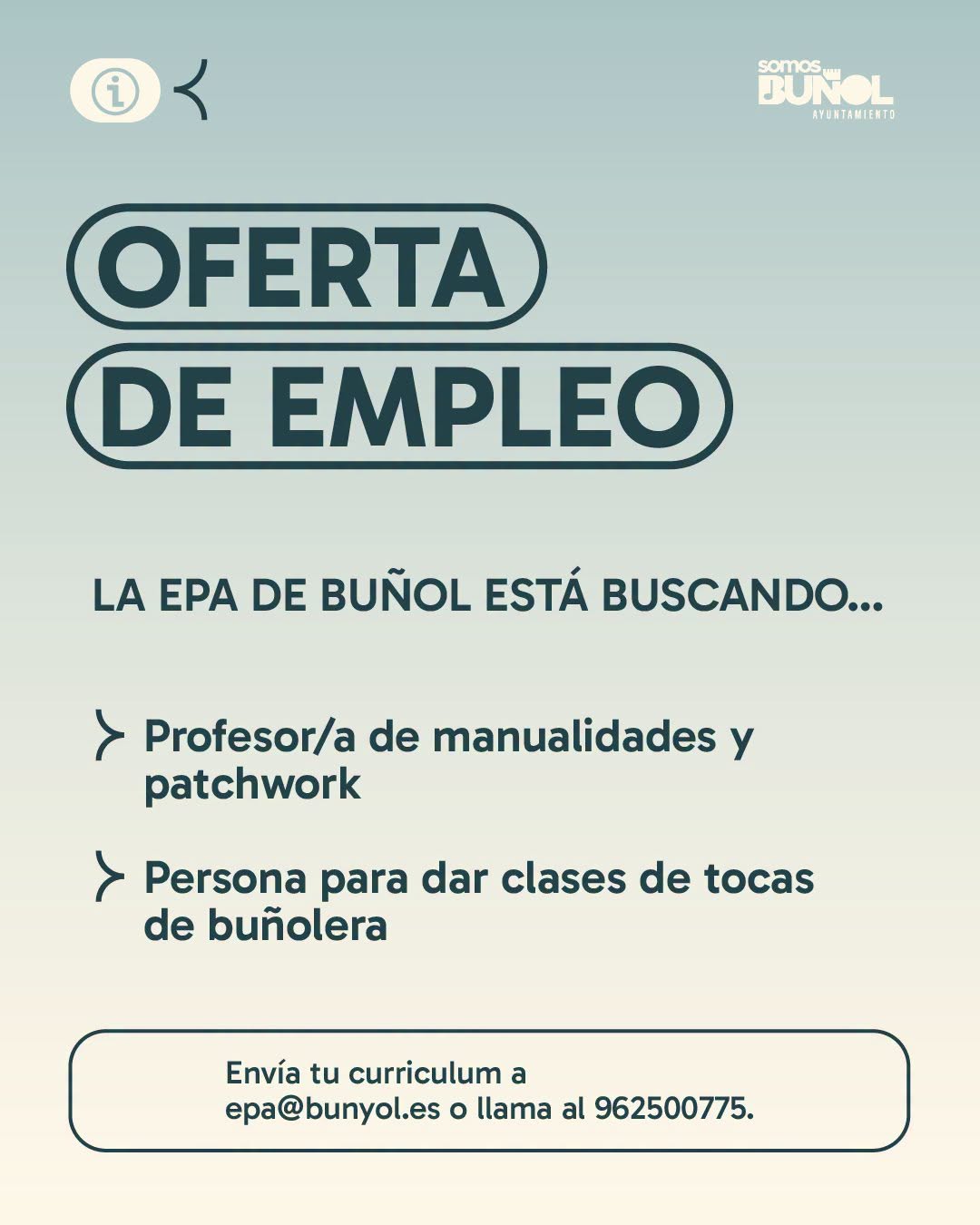 COMUNICADO OFERTA EMPLEO EN LA EPA DE BUÑOL