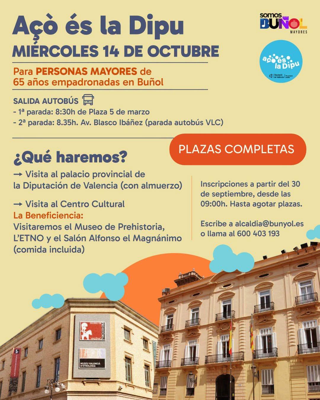 COMUNICADO PLAZAS CUBIERTAS PARA LA SALIDA A VALENCIA