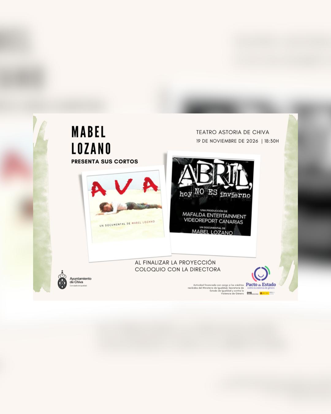 Mabel Lozano presenta sus cortometrajes en Chiva con motivo del 25N