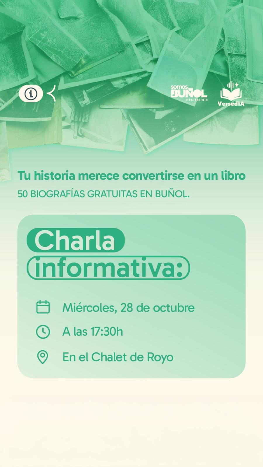 COMUNICADO CHARLA BIOGRAFÍAS EN BUÑOL 
