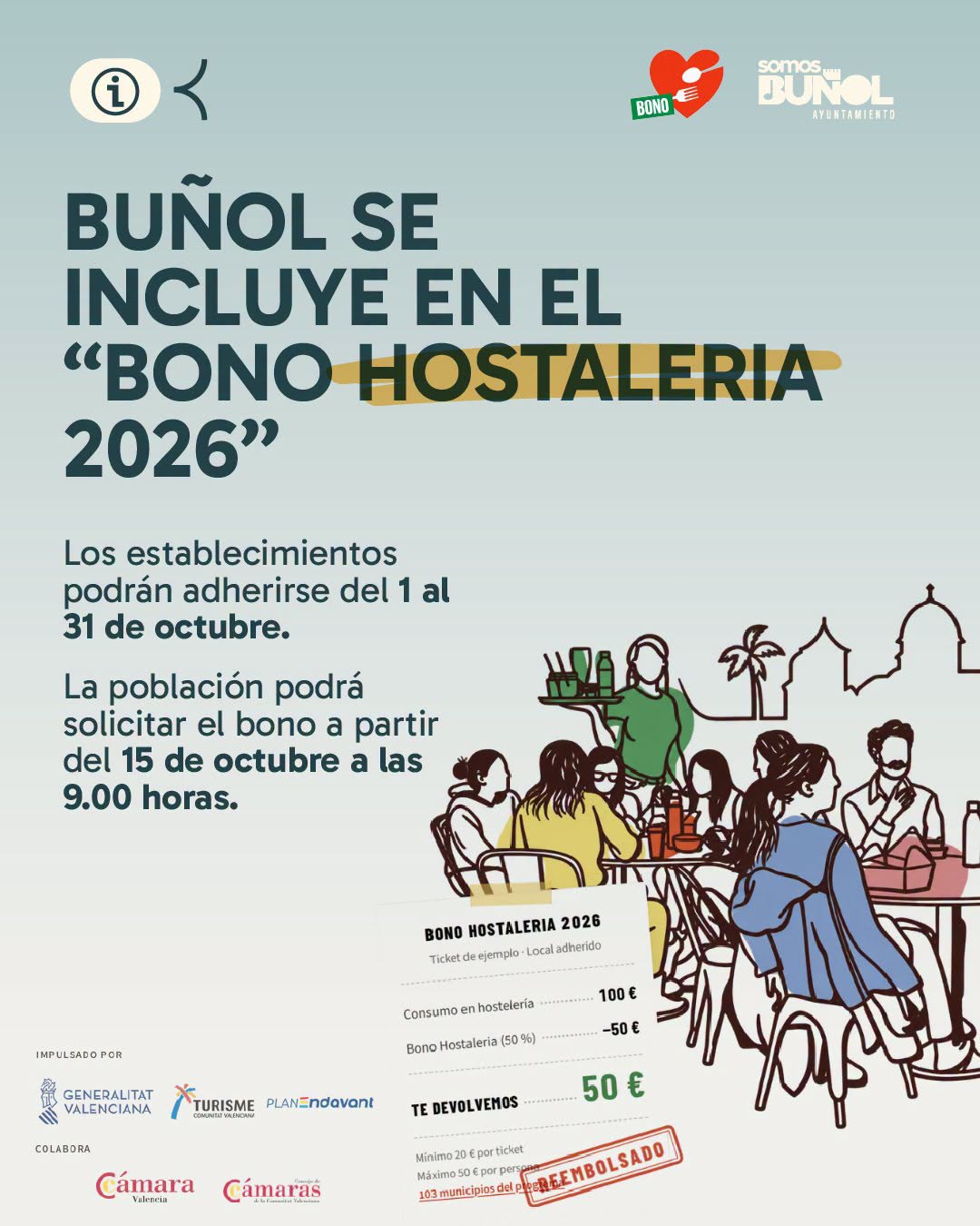 La Generalitat repartirá los primeros 9.000 bonos del ‘Bono Hostalería 2026’ en los pueblos afectados por la dana de octubre de 2024