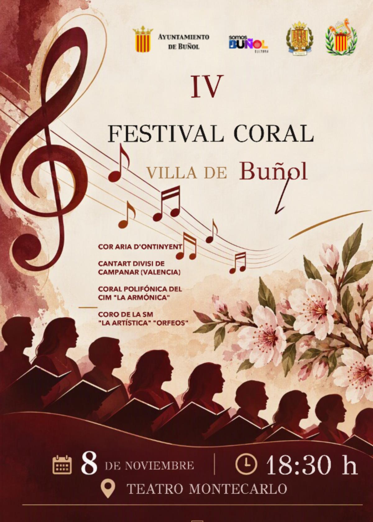 El Teatro Montecarlo acogerá el IV Festival Coral Villa de Buñol el próximo domingo 8 de noviembre 