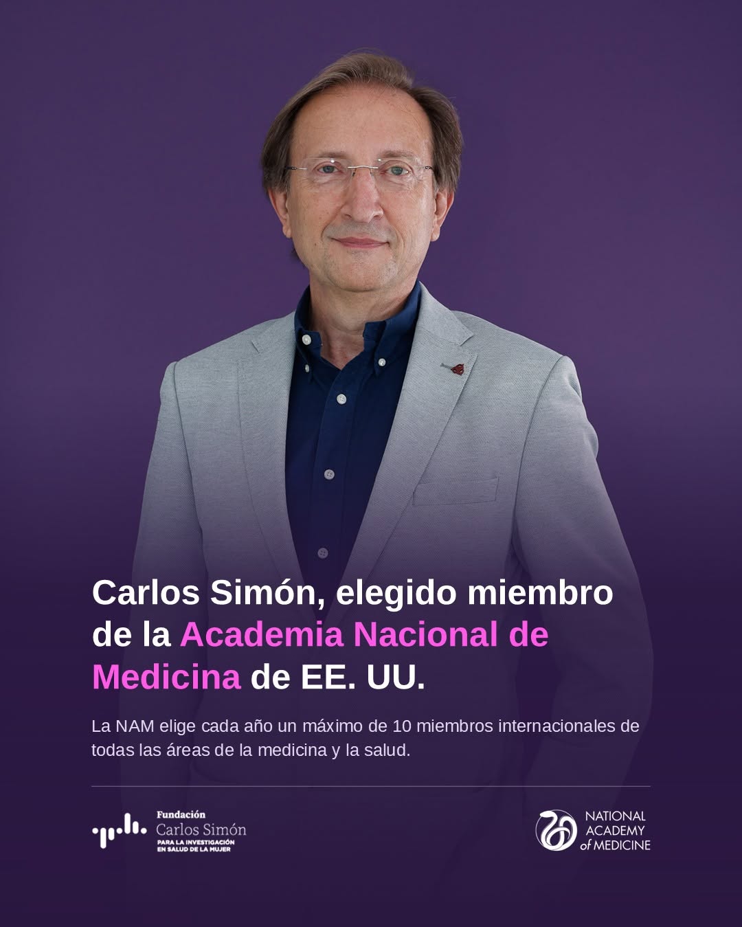El prestigioso ginecólogo buñolense Carlos Simón, elegido miembro de la Academia Nacional de Medicina de Estados Unidos