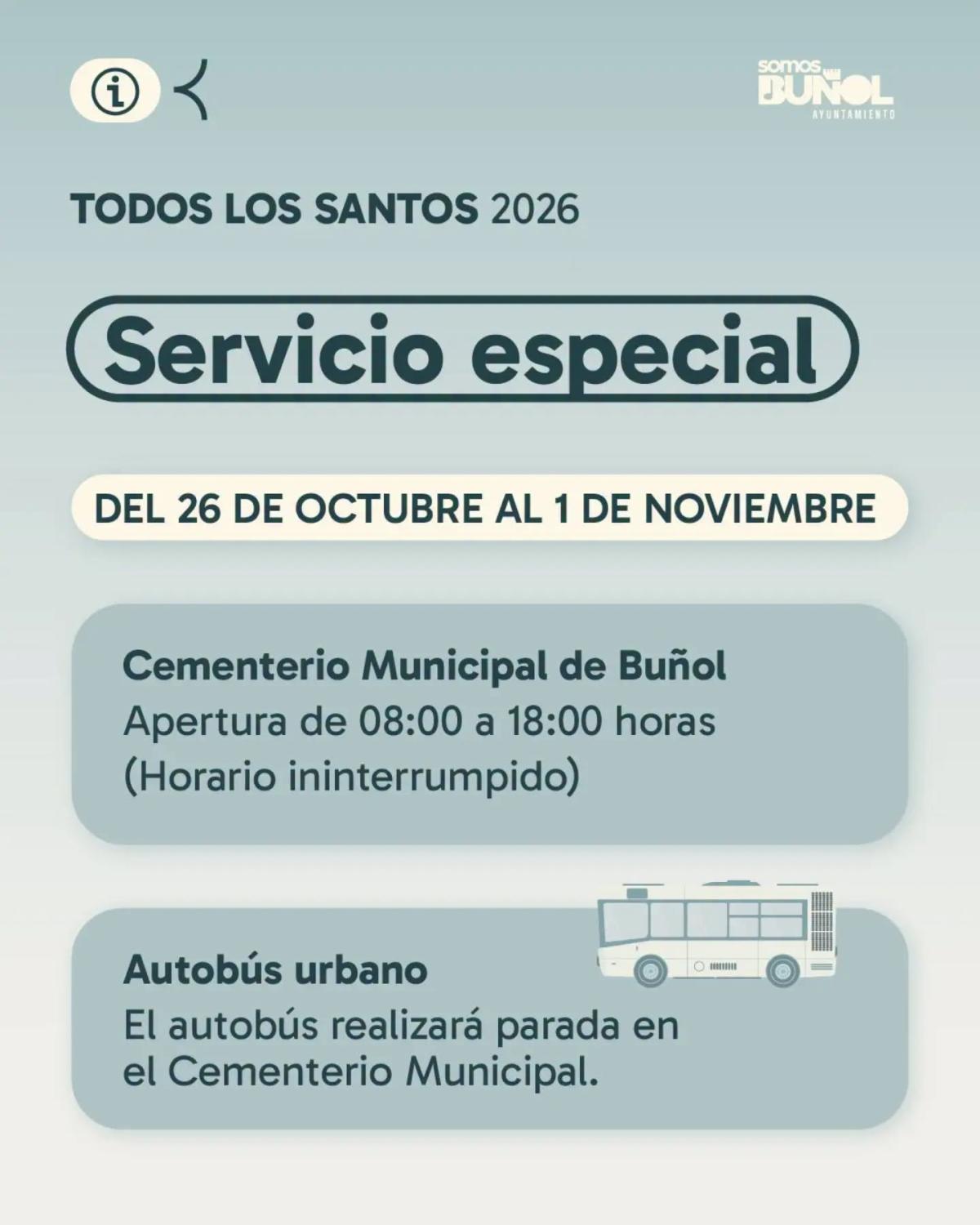 COMUNICADO HORARIO CEMENTERIO CON MOTIVO DEL DÍA DE TODOS LOS SANTOS 