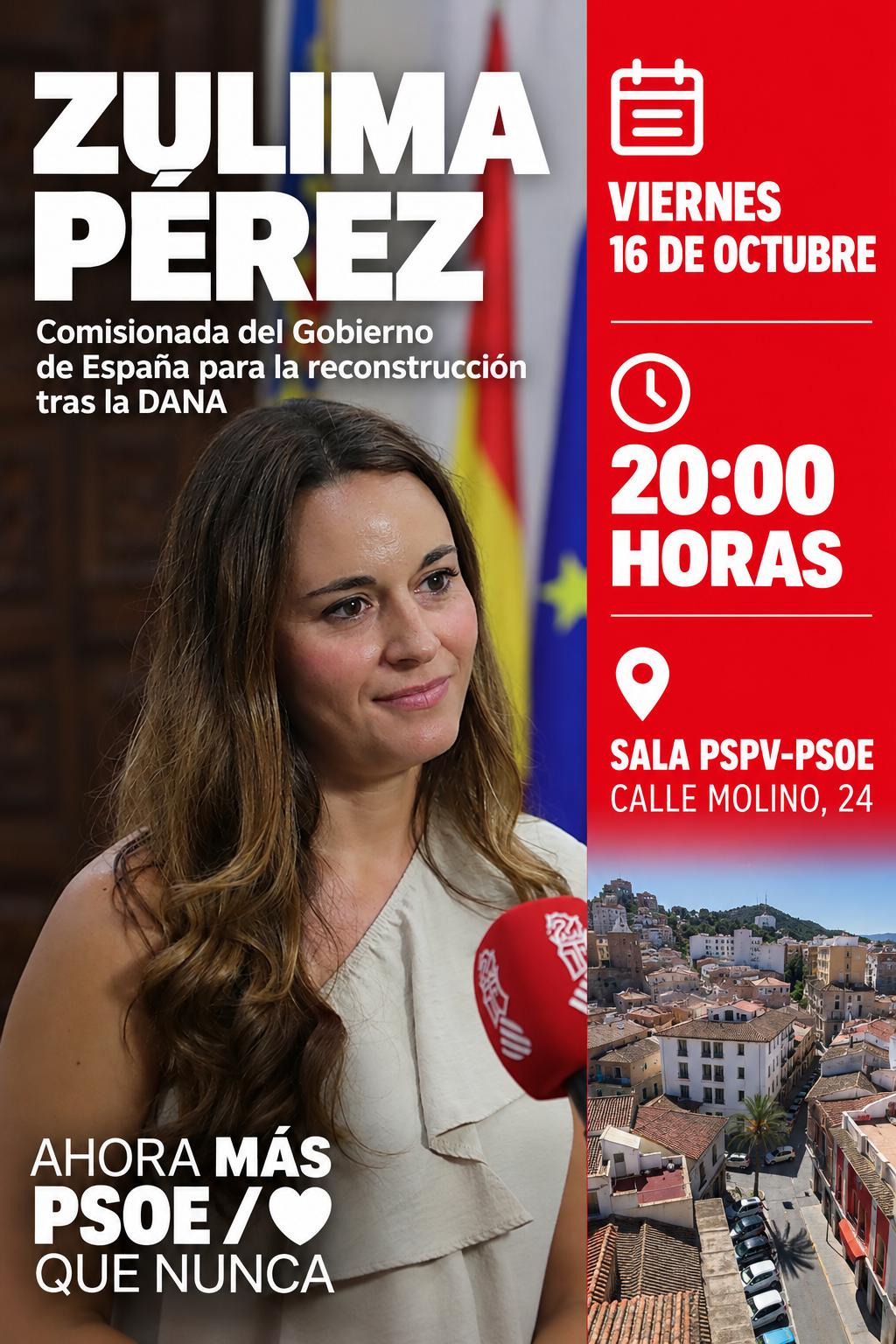 EL PSOE DE BUÑOL CONVOCA ESTA TARDE SU ASAMBLEA ORDINARIA CON LA PARTICIPACIÓN DE ZULIMA PÉREZ 