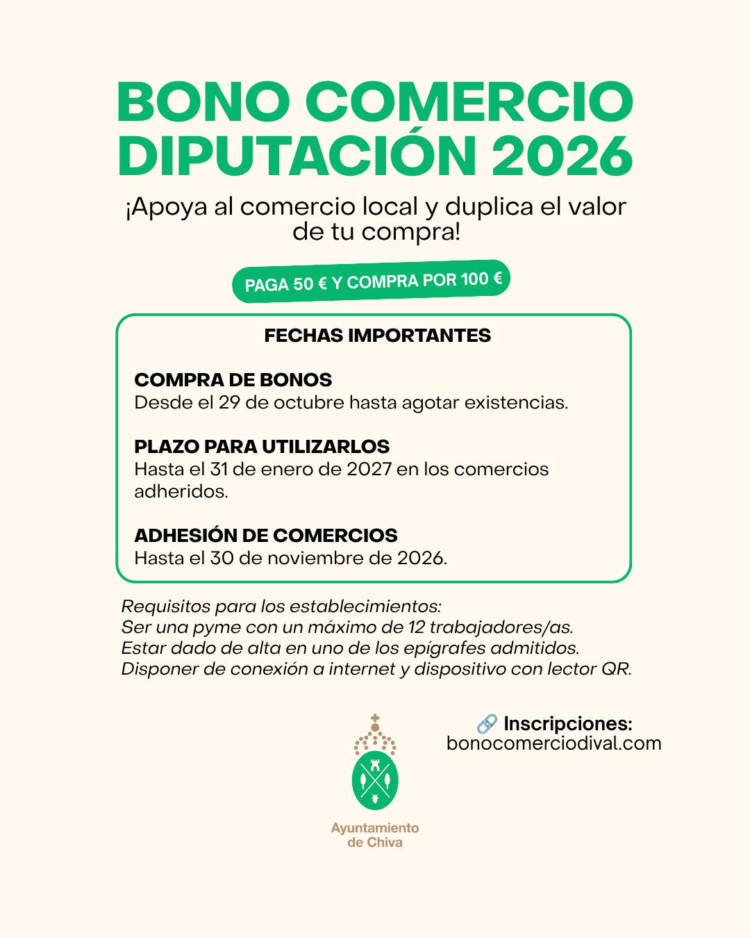 La Diputación de Valencia impulsa el Bono Comercio 2026 para apoyar al comercio local tras la DANA
