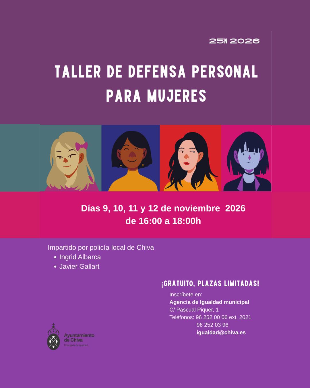 Chiva organiza un taller gratuito de defensa personal para mujeres con motivo del 25N