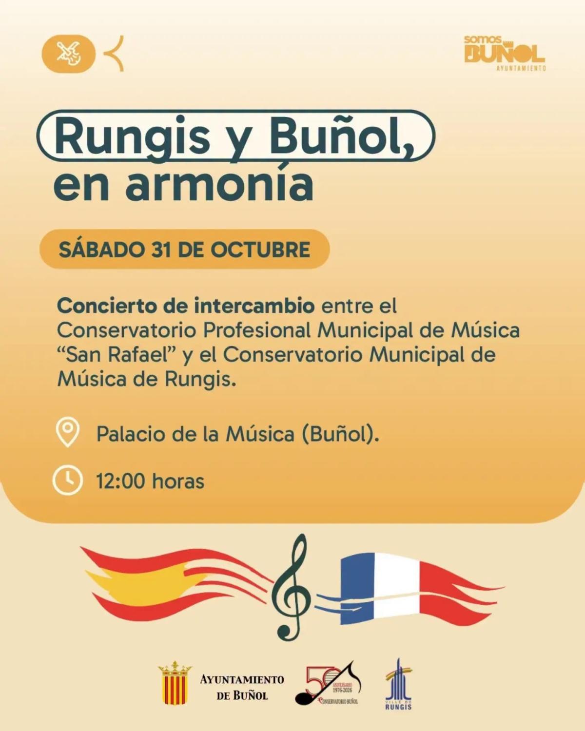 Buñol y Rungis se unen en un concierto en el Palacio de la Música este sábado