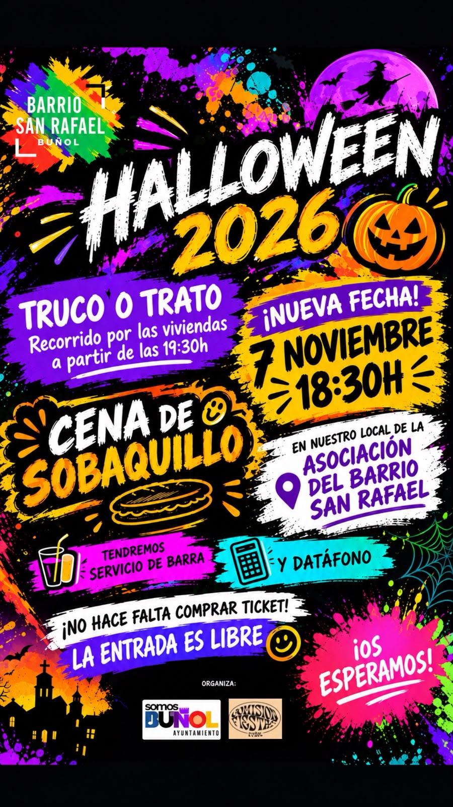 La fiesta de Halloween del Barrio San Rafael de Buñol queda aplazada y se celebrará el próximo sábado 7 de noviembre 