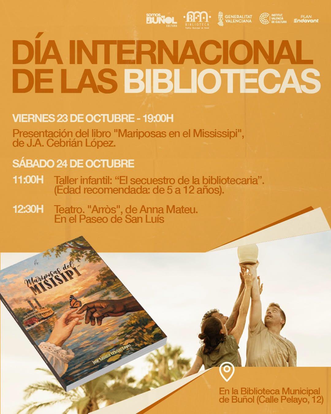 Actos culturales en la Biblioteca Municipal de Buñol este fin de semana con motivo del Día de las Bibliotecas