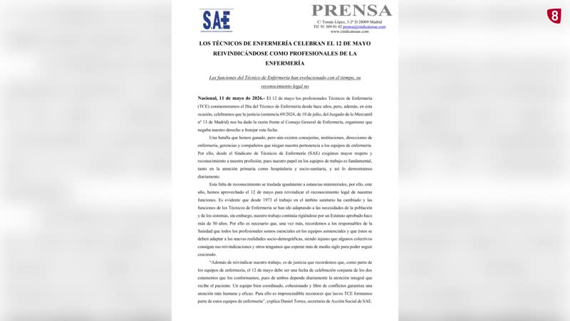 Los Técnicos de Enfermería reivindican reconocimiento para su profesión